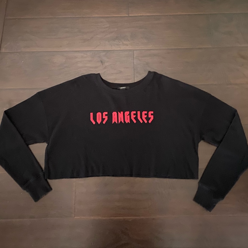 Black Los Angeles (LA) Cropped Long Sleeve Top